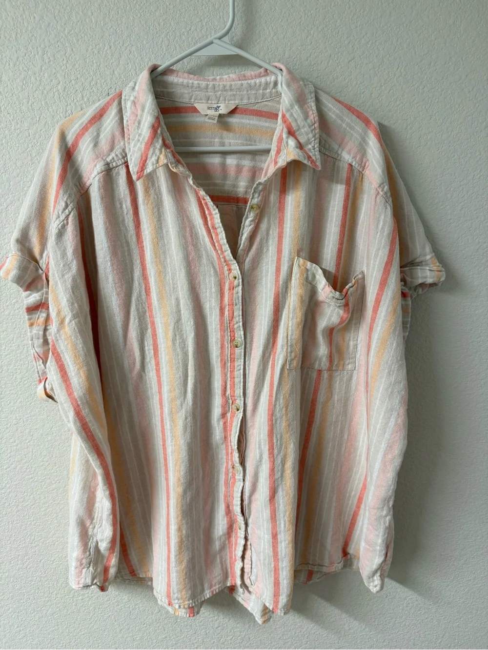 Terra & Sky Peach and Cream Striped Knit Top - Picture 2 of 5